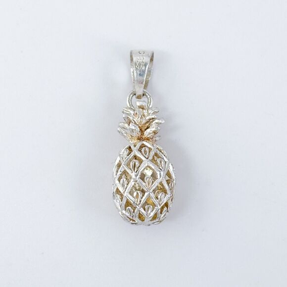 Vintage Sterling Silver 925 Filigree Pineapple Pendant - Picture 5 of 7